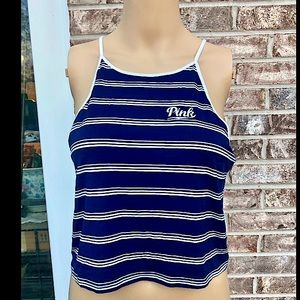 Pink Blue & White Stripe Summer Tank Top